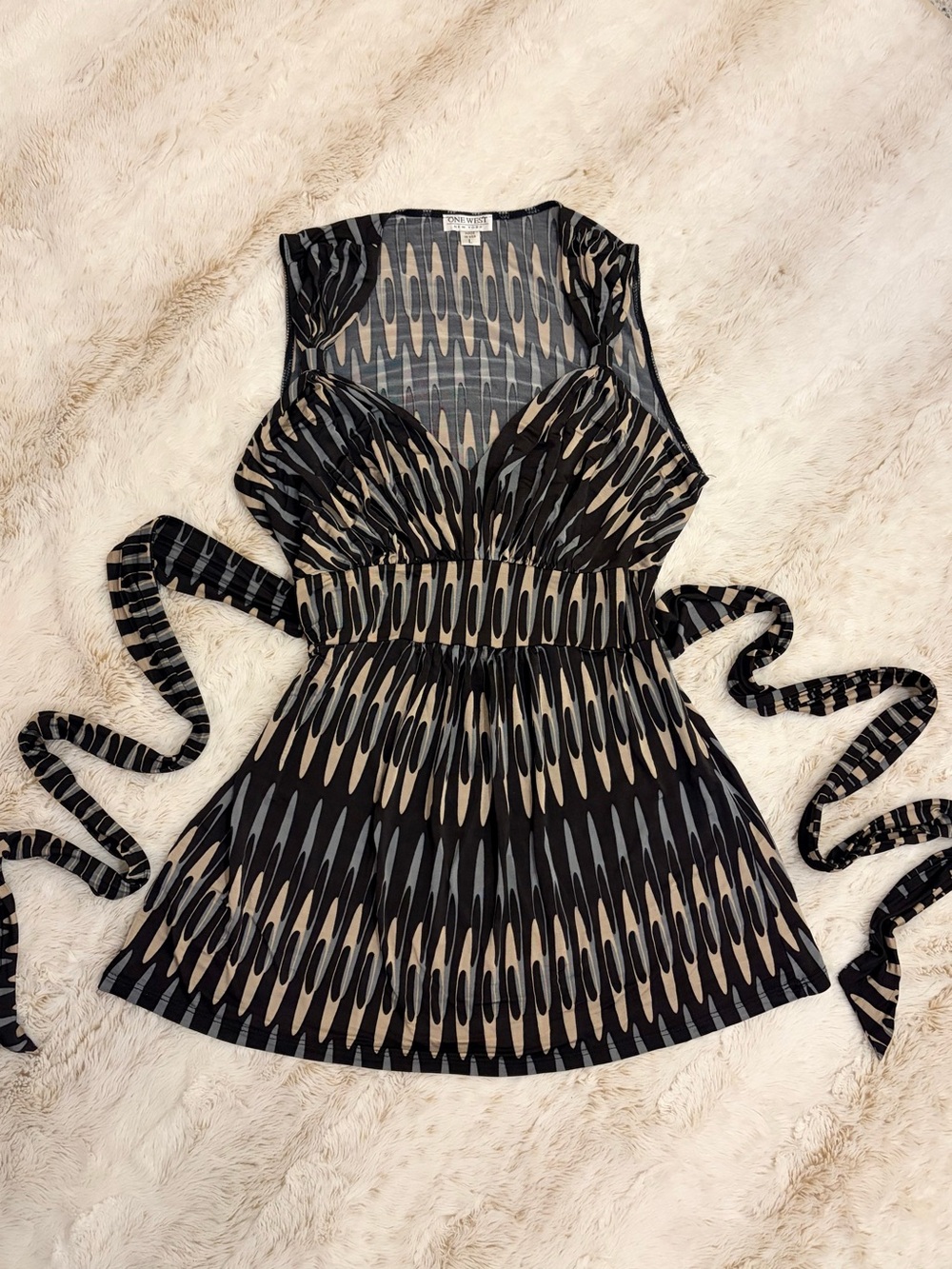 🤎 Vintage Y2K Babydoll Tunic Top Dress Tie Waist Going Out Fairy Grunge Coquette